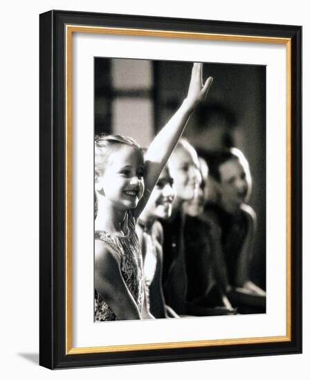 Side Profile of a Group of Female Gymnasts-null-Framed Photographic Print