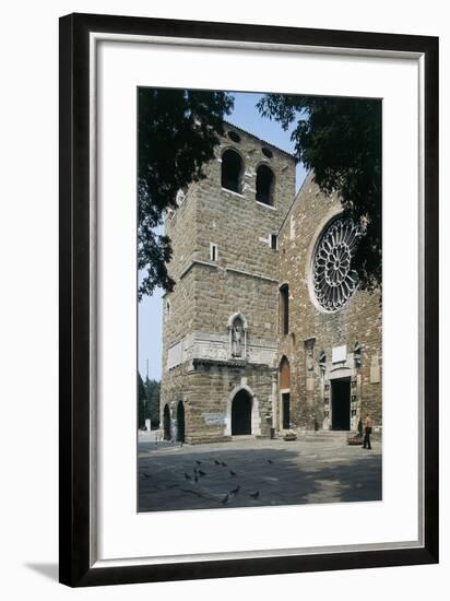 Side Profile of a Senior Man Walking in Front of a Basilica-null-Framed Photographic Print