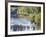 Side Profile of a View of a Young Man Running Across a River-null-Framed Photographic Print