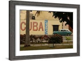 Side Profile of a Vintage Car on an Empty Street, Havana, Cuba-Keith Levit-Framed Photographic Print