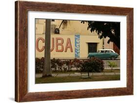 Side Profile of a Vintage Car on an Empty Street, Havana, Cuba-Keith Levit-Framed Photographic Print