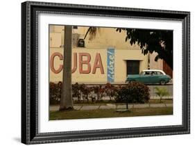 Side Profile of a Vintage Car on an Empty Street, Havana, Cuba-Keith Levit-Framed Photographic Print