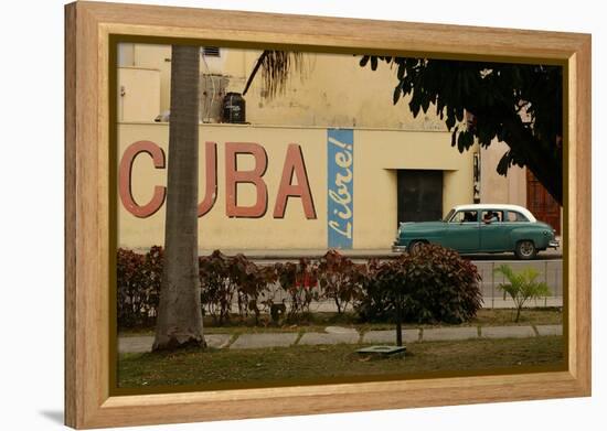 Side Profile of a Vintage Car on an Empty Street, Havana, Cuba-Keith Levit-Framed Premier Image Canvas