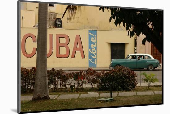 Side Profile of a Vintage Car on an Empty Street, Havana, Cuba-Keith Levit-Mounted Photographic Print