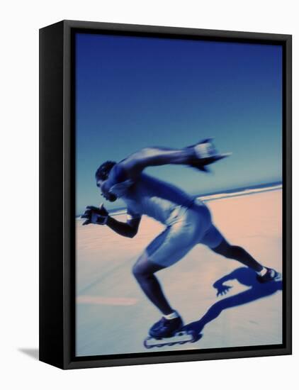 Side Profile of a Young Man Inline Skating-null-Framed Premier Image Canvas