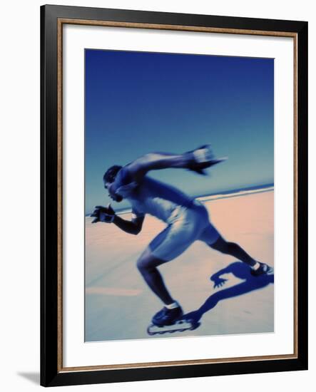 Side Profile of a Young Man Inline Skating-null-Framed Photographic Print