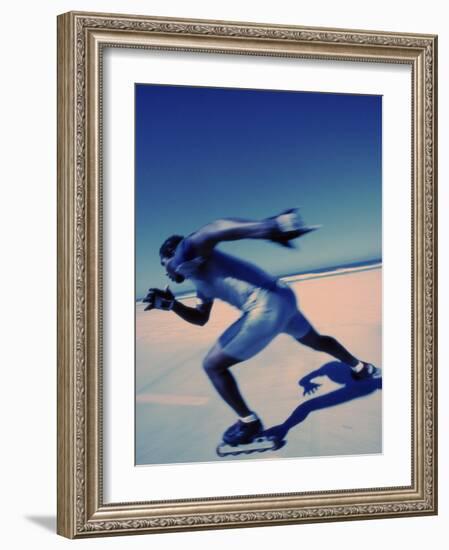 Side Profile of a Young Man Inline Skating-null-Framed Photographic Print