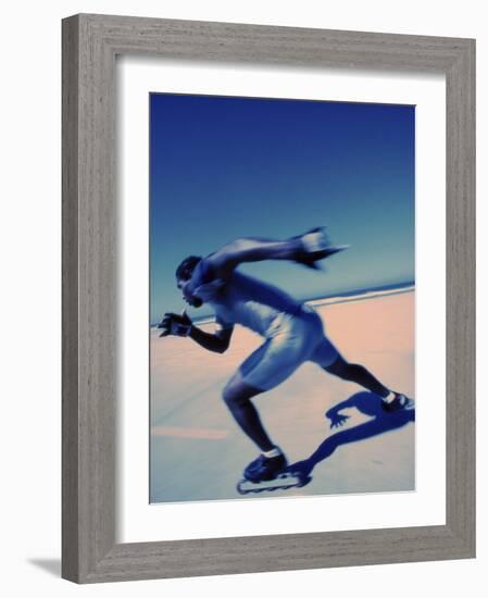 Side Profile of a Young Man Inline Skating-null-Framed Photographic Print