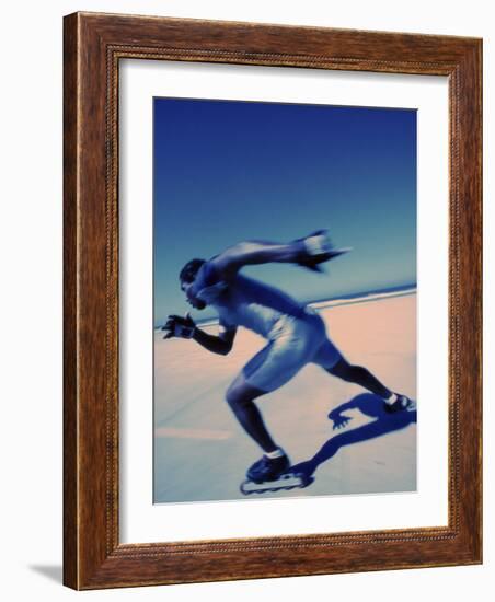 Side Profile of a Young Man Inline Skating-null-Framed Photographic Print