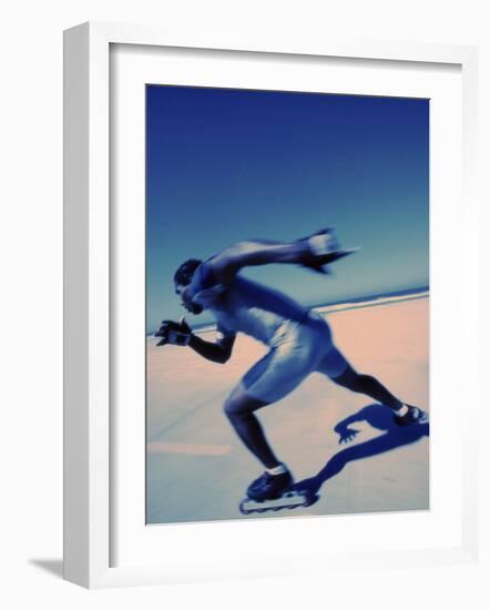 Side Profile of a Young Man Inline Skating-null-Framed Photographic Print