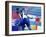 Side Profile of Runners Passing a Baton in a Relay Race-null-Framed Photographic Print