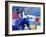 Side Profile of Runners Passing a Baton in a Relay Race-null-Framed Photographic Print