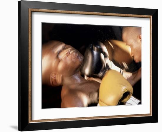 Side Profile of Two Male Boxers Fighting-null-Framed Photographic Print