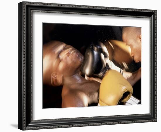 Side Profile of Two Male Boxers Fighting-null-Framed Photographic Print