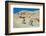 Side profile of two men mountain bilking on rocks, Slickrock Trail, Moab, Utah, USA-Richard Sisk-Framed Photographic Print