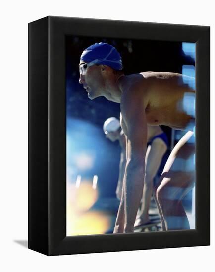 Side Profile of Two Swimmers in the Starting Position-null-Framed Premier Image Canvas