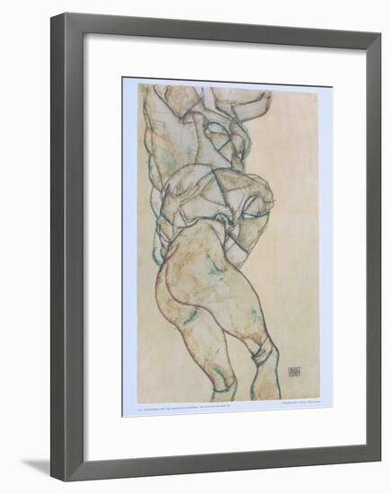 Side-View of a Semi-Nude Female, 1914-Egon Schiele-Framed Art Print