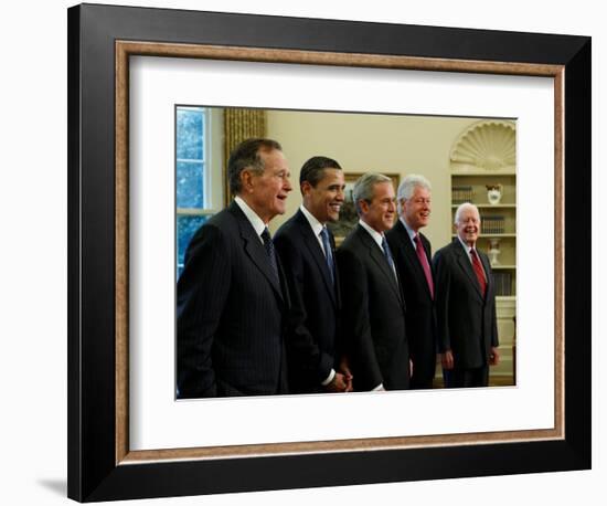 Side View of All Living Presidents and Newly Elected Barack Obama, January 7, 2009-null-Framed Photographic Print