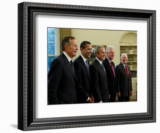 Side View of All Living Presidents and Newly Elected Barack Obama, January 7, 2009-null-Framed Photographic Print