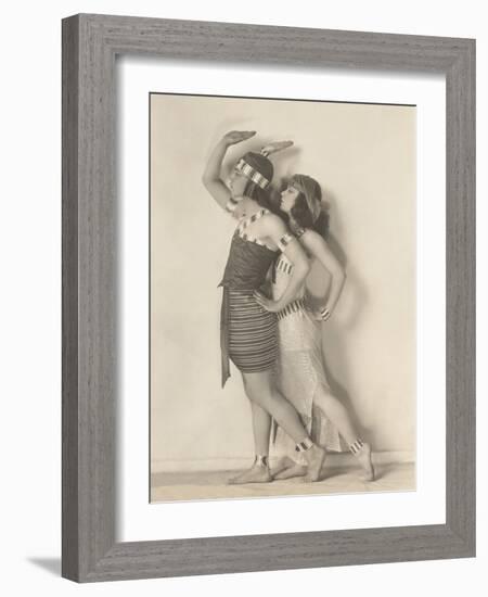 Side View of Dancers Posing Against White Wall-null-Framed Photo