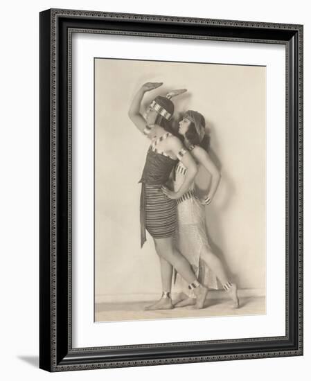 Side View of Dancers Posing Against White Wall-null-Framed Photo