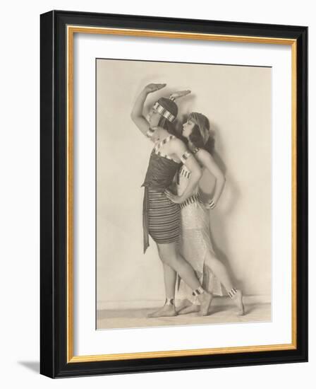Side View of Dancers Posing Against White Wall-null-Framed Photo