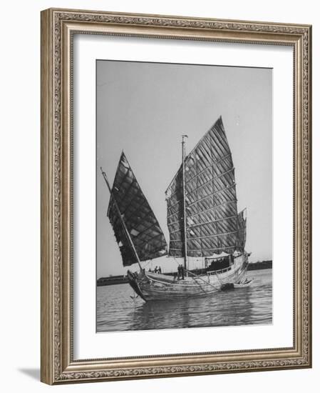 Side View of Junk with Tattered Sails in Whangpoo River-Carl Mydans-Framed Photographic Print