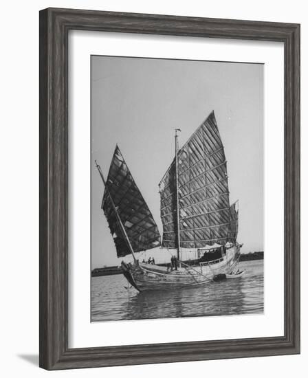 Side View of Junk with Tattered Sails in Whangpoo River-Carl Mydans-Framed Photographic Print