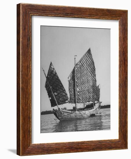 Side View of Junk with Tattered Sails in Whangpoo River-Carl Mydans-Framed Photographic Print