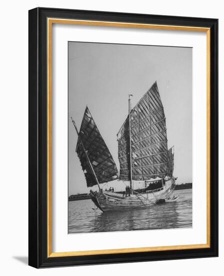 Side View of Junk with Tattered Sails in Whangpoo River-Carl Mydans-Framed Photographic Print