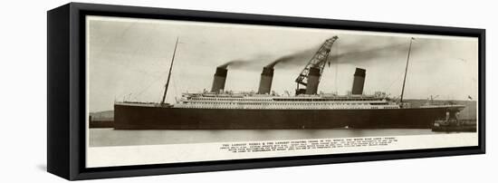 Side View of the Titanic with Smoke Coming Out of its Funnels-null-Framed Premier Image Canvas