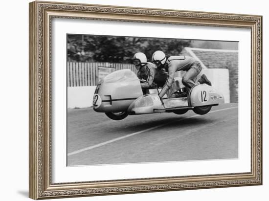 Sidecar TT Race, Isle of Man, 1970-null-Framed Photographic Print