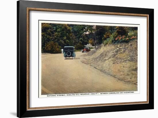 Sideling Hill Mountain, Maryland - National Road Between Cumberland and Hagerstown-Lantern Press-Framed Art Print