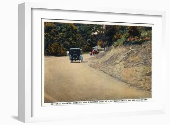 Sideling Hill Mountain, Maryland - National Road Between Cumberland and Hagerstown-Lantern Press-Framed Art Print