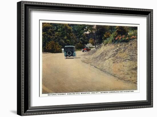 Sideling Hill Mountain, Maryland - National Road Between Cumberland and Hagerstown-Lantern Press-Framed Art Print