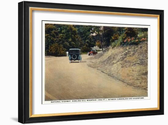 Sideling Hill Mountain, Maryland - National Road Between Cumberland and Hagerstown-Lantern Press-Framed Art Print