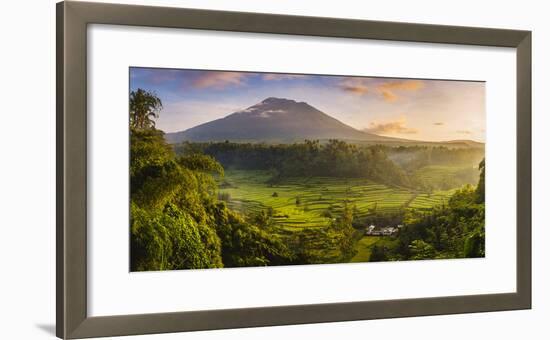 Sidemen valley, Rendang, Karangasem Regency, Bali, Indonesia. Paddy fields with Gunung Agung (Mt Ag-Marco Bottigelli-Framed Photographic Print