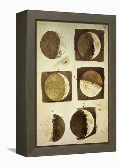 Sidereus Nuncius (Starry Messenger) with Drawings of Phases and Surface of Moon-Galileo Galilei-Framed Premier Image Canvas