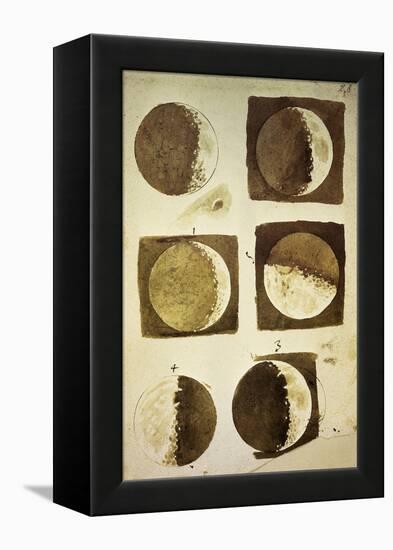 Sidereus Nuncius (Starry Messenger) with Drawings of Phases and Surface of Moon-Galileo Galilei-Framed Premier Image Canvas