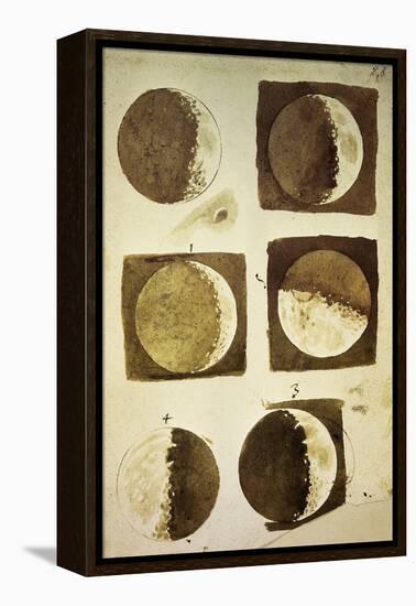 Sidereus Nuncius (Starry Messenger) with Drawings of Phases and Surface of Moon-Galileo Galilei-Framed Premier Image Canvas