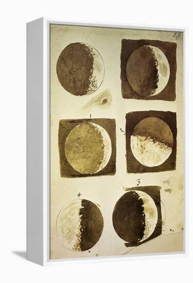 Sidereus Nuncius (Starry Messenger) with Drawings of Phases and Surface of Moon-Galileo Galilei-Framed Premier Image Canvas