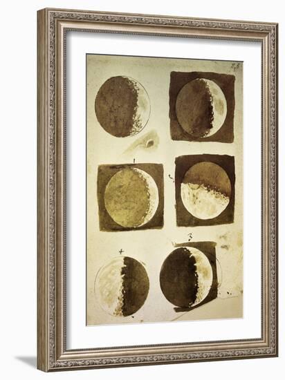 Sidereus Nuncius (Starry Messenger) with Drawings of Phases and Surface of Moon-Galileo Galilei-Framed Giclee Print