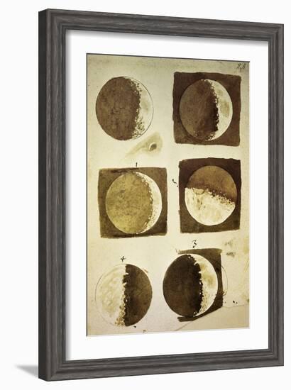 Sidereus Nuncius (Starry Messenger) with Drawings of Phases and Surface of Moon-Galileo Galilei-Framed Giclee Print