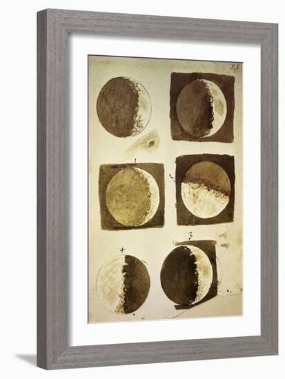 Sidereus Nuncius (Starry Messenger) with Drawings of Phases and Surface of Moon-Galileo Galilei-Framed Giclee Print