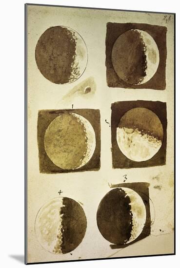 Sidereus Nuncius (Starry Messenger) with Drawings of Phases and Surface of Moon-Galileo Galilei-Mounted Giclee Print