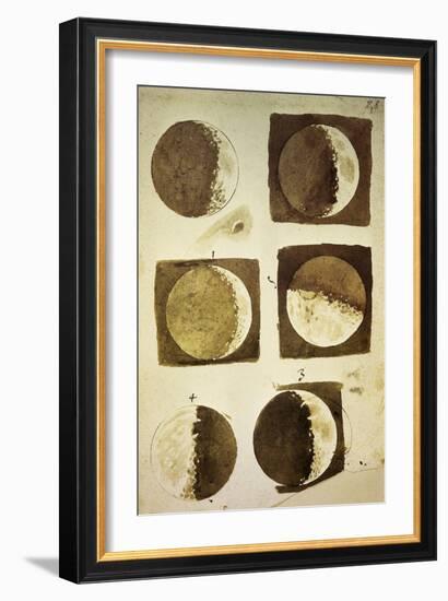 Sidereus Nuncius (Starry Messenger) with Drawings of Phases and Surface of Moon-Galileo Galilei-Framed Giclee Print