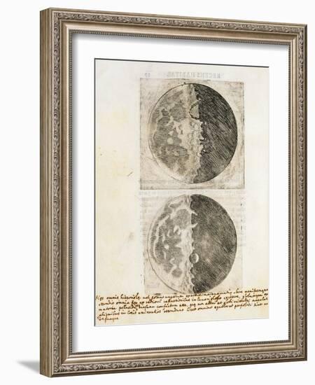 Sidereus Nuncius (Starry Messenger) with Drawings of the Phases and Surface of the Moon-Galileo Galilei-Framed Giclee Print