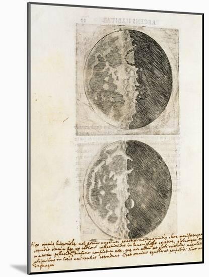 Sidereus Nuncius (Starry Messenger) with Drawings of the Phases and Surface of the Moon-Galileo Galilei-Mounted Giclee Print