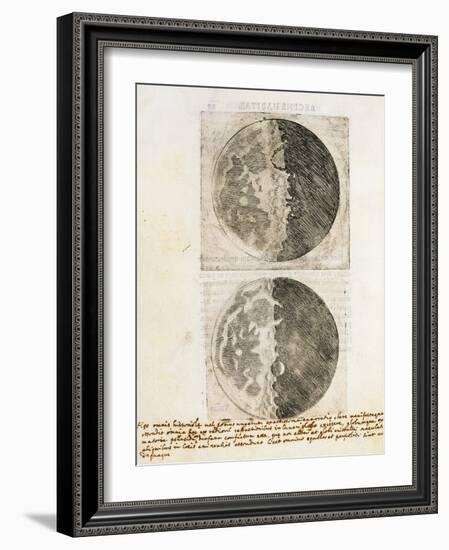 Sidereus Nuncius (Starry Messenger) with Drawings of the Phases and Surface of the Moon-Galileo Galilei-Framed Giclee Print