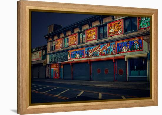 Sideshows at Coney Island New York B/W-null-Framed Stretched Canvas